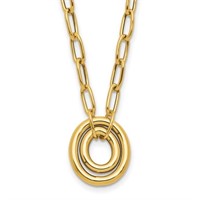 14k- Paper Clip Link with Oval Accent Necklace