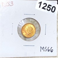 1853 Rare Gold Dollar SUPERB GEM BU