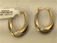 14K Gold 2-Tone hoop earrings - 3g