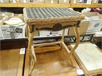 Antique Wicker Table Stand - 18"Wx12"Dx24"H