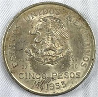 1953 Mexico Silver 5 Pesos AU-UNC w/ Luster