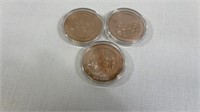 3 vintage Bronze Commemorative Collectors Coins