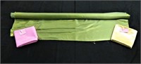 Roll of Green Shimmery fabric & 2 remnants