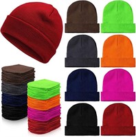 80 Pack Winter Beanie Knit Cap, Assorted Colors