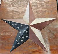 American Flag Painted Metal Hanging Star