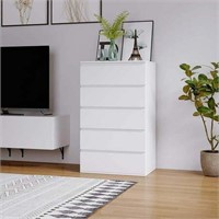 Homfa 5 Drawer White Dresser  Storage Cabinet