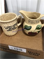 Pair of cream pitchers, aged/chipped