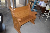 Vintage Solid Oak Deacon's Bench 32"
