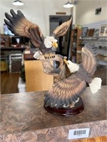 Resin Double Eagle Figurine on Wood Base