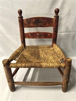 VINTAGE CHILDS WICKER AND WOOD CHAIR