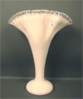 Large Fenton Silver Crest Crmped Fan Vase
