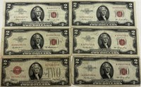 (6) $2 RED SEAL NOTES