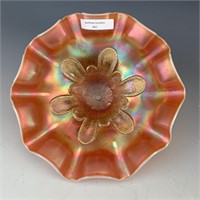 Dugan Peach Opal Stippled Petal Ruffled Bowl