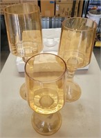 (3) Amber Candle Holders (thin glass or plastic)