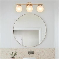 New 3 Light Gold Vanity Light Globe Frosted