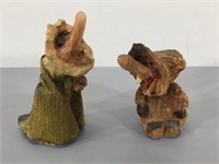 Norwegian Troll Figurines -Hand Carved Wood