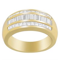14K Gold Princess and Baguette Diamond Ring