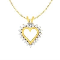 10kt Gold Heart Pendant with 1/4cttw Diamonds, 18"