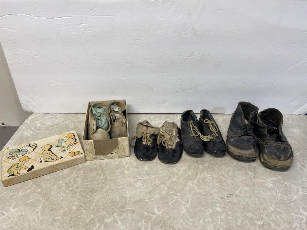 Group of Vintage Baby Kids Shoes