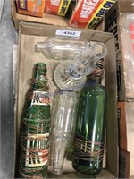 Bottles w/ wire, small oil lamp