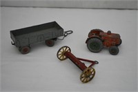 3 pcs Dinky Farm Tractor & Impliments