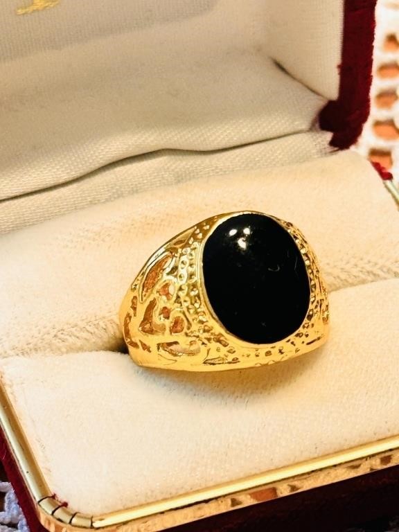 Estate Gentleman's Ring Black Lg Stone