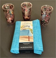 (3) Glitter Insulated Cups & PEVA Tablecloth