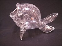 Blenko crackle glass vase in the form of a fish,