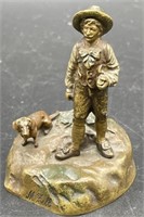 (M) M.Zell Bronze Statue of Dachshund and little