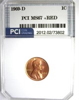 1969-D Cent MS67+ RD LISTS $8000