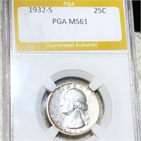 1932-S Washington Silver Quarter PGA - MS61