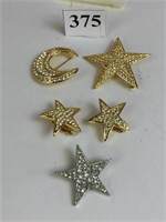 JOAN RIVERS GOLD TONE STAR PIN AND EARRINGS ONE