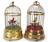 Two German Brass Mechanical Bird Cages