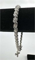 925 Silver & Diamond Tennis Bracelet w/ Cross