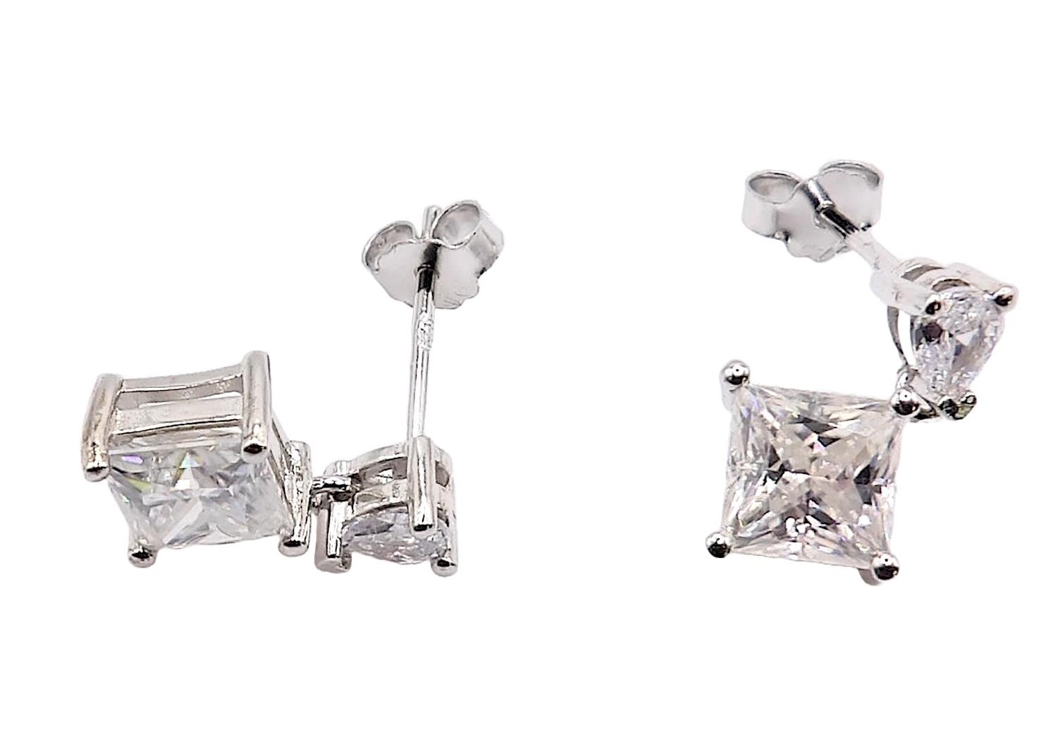 925S 1.0ct Moissanite Diamond Princess Earrings