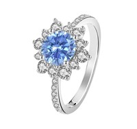 925S 1.0ct Blue Moissanite Diamond Ring