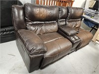 Brown Leather Electric Reclining Sofa Sectional -