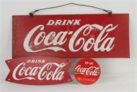 Three Vintage Small Coca-Cola Signs