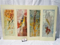 4 UNFRAMED ABSTRACT OILS BY S MYLES 30x14