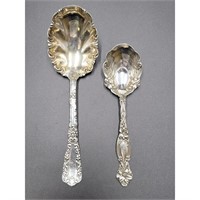 Lot Of 2 Sterling Silver Spoons Very Ornate