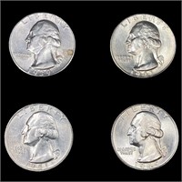 (4) Wash. Silver Quarters (1939, 1941-D, 1941-S, 1