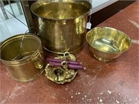 Brass Buckets, Candle Holders and Bells