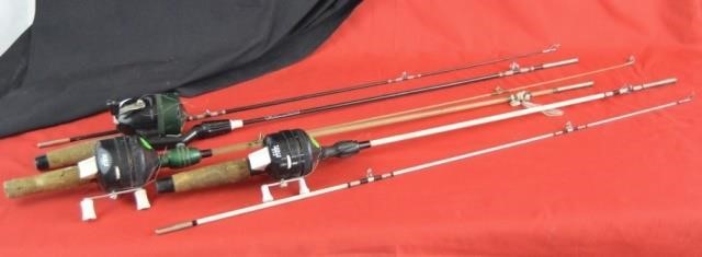 Lot of 4 Vintage Fishing Rods and Reels - South Auction