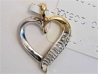 10kt Yellow Gold Diamond Heart-shaped Pendant