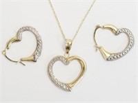 10kt Yellow-White Gold Earrings & Necklace Set