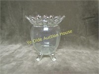 Imperial Glass Footed Lace Edge Clear Vase