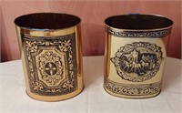 2 Brass Trash Bins