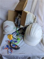 2 Hard Hats, Safety Glasses, Earplugs