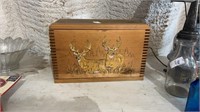 Wooden Chest with Deer Engravibg