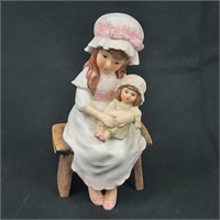 Girl on Bench Maruri Bone China Figurine